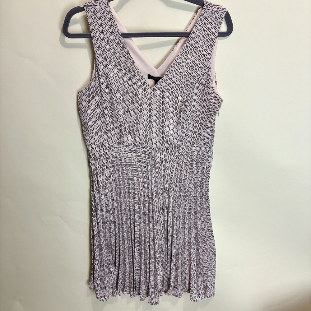 Banana Republic Factory Blush Pink Geometric Pleated A-line Dress Size 10 Petite